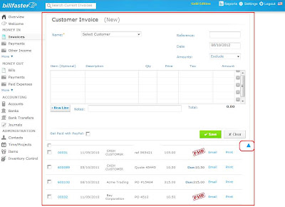 New invoice screen